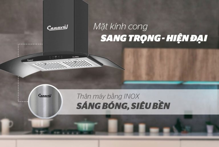 máy hút mùi kính cong